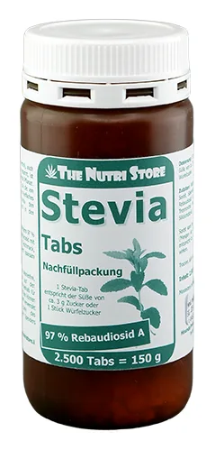 Stevia Tabs 97 % Rebaudiosid A Nachfüllpackung 2500 Stück