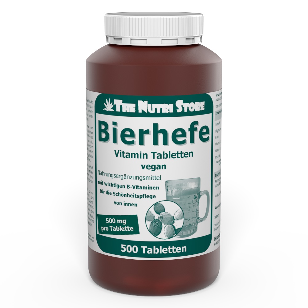 Bierhefe 500 mg vegane Vitamin Tabletten 500 Stück mit Sülze